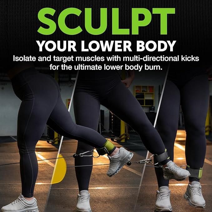 Gradient Fitness Ankle Straps (2 Pack) | Ankle Strap for Cable Machine, Ankle Bands for Working Out, Cable Ankle Strap, Cable Machine Attachment, Ankle Cable Attachments for Gym (Grey|Green)