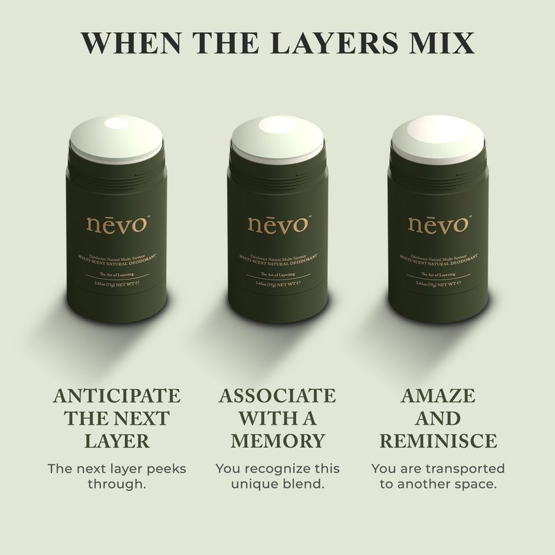Nevo Multi Scent Deodorant Stick With Layers | Aluminum Free Deodorant for Women & Men | All Natural, Organic, Vegan, Non Toxic | Coconut Oil & Shea Butter | Nº C3 Bergamot - Vanilla - Cedar 2.65 oz