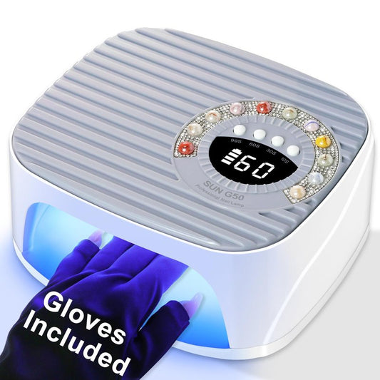 LIMEGIRL UV LED Nail Lamp Kit for Gel Polish Professional Fast Curing Grey Dryer Light Set with 45PCS Lamp Beads and Gloves Cordless Rechargeable Nail Art Cure Machine for Manicure Pedicure