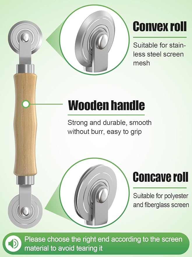 Screen Repair Kit - 3 in 1 Screen Tools Including Roller, 0.14in x 32.8ft Spline, Removal Hook for Replacing & Installing Door Window Screens