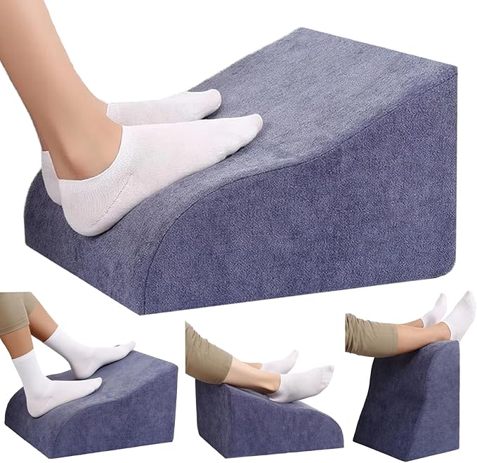 Opuvidity Foot Rest for Under Desk at Work, Ergonomic Under Desk Footrest with Washable Cover for Office, Home & Gaming Leg Elevation Pillow Blue