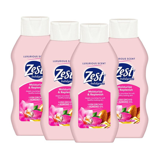 Zest Body Wash - Enriched with Almond Oil - Invigorating Scent - Hydrating Body Soap - Ideal for All Skin Types - Lush Orchid and Almond Oil - 4 pc