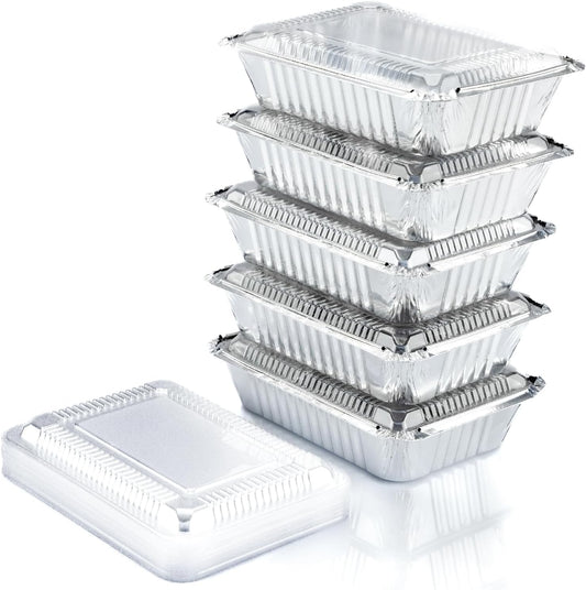 Regine Switzerland Aluminum Containers - 2.25LB Disposable Foil Pans with Lids | 55 Count, 8.5"x6" for Takeout & Food Storage
