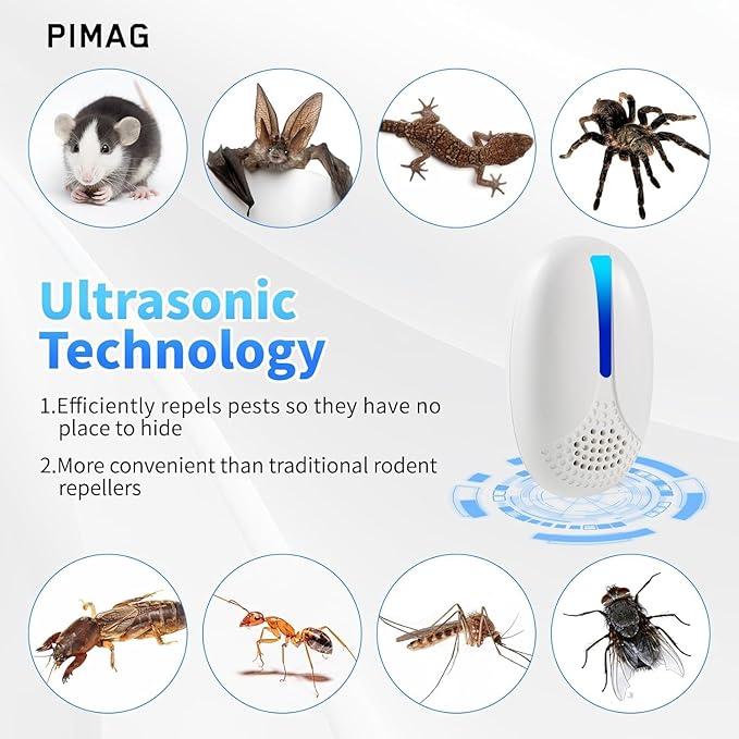 2025 Upgraded Version Ultrasonic Repeller Indoor, Mouse Repellent Plug in, Pest Control, Repellent Roach, Rodent, Mouse, Bugs, Mosquito, Spider, Ant for Home,Kitchen, Office, Warehouse 6 Packs