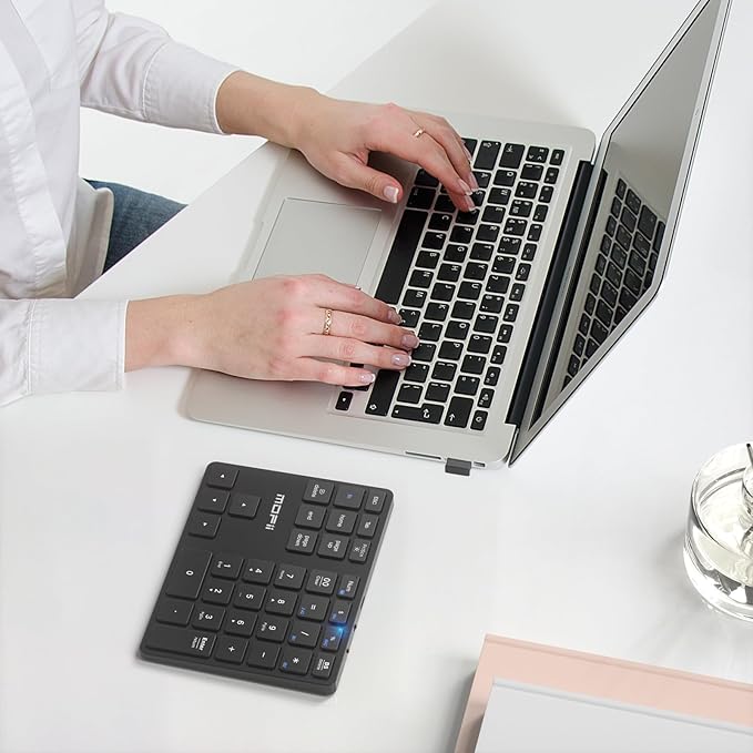 MOFII Number Pad for Laptop - Bluetooth Black Wireless Numeric Keypad 35 Keys USB-C Rechargeable Numpad, Accounting Portable Financial Data 10 Key for Laptop/PC/Desktop/Notebook/Surface Pro