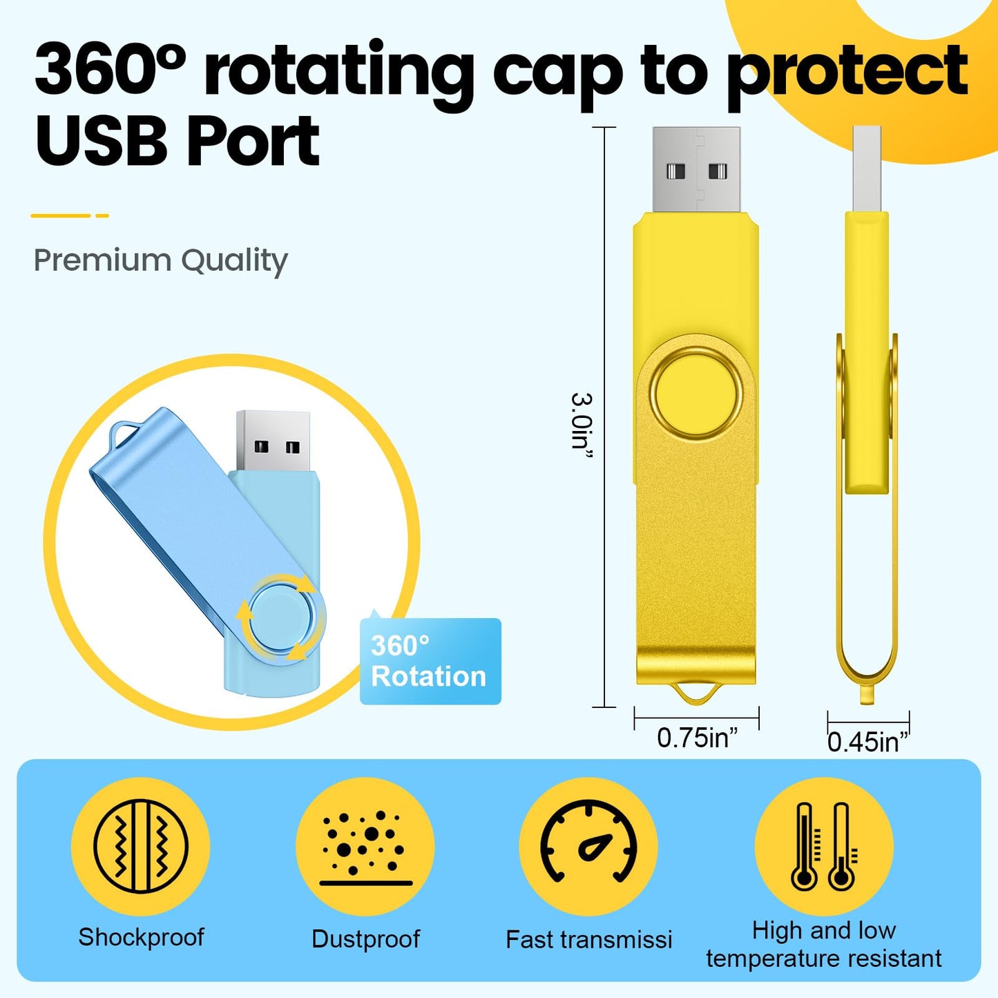 Kepmem 32GB USB Flash Drives 10 Pack 32 GB Thumb Drives Portable Keychain USB Drive Memory Stick Jump Drive with LED Light for Storage and Backup Multipack USB2.0 USB Flash Drive by