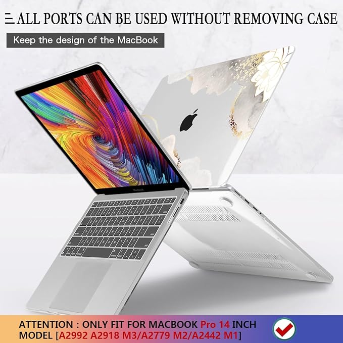 CISSOOK Compatible with MacBook Pro 14 inch Case 2026-2021 Release Model: M5 A3434 M4 A3112 A3185 A3401 M3 A2992 A2918 M2 A2779 A2442 M1 Pro/Max, Lotus Hard Shell Case for MacBook Pro 14