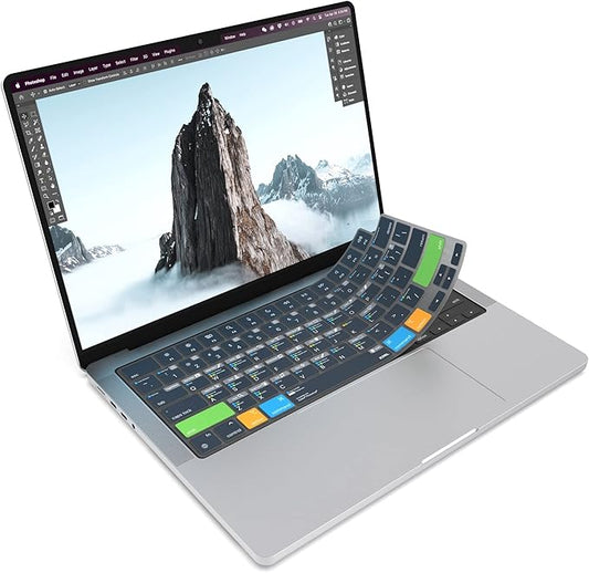 JCPal Adobe Photoshop Shortcut Guide Keyboard Cover for Apple MacBook Pro 14 inch / 16 inch (M1–M5), MacBook Air 13 inch / 15 inch (M2–M5) and MacBook Neo (US–Layout)