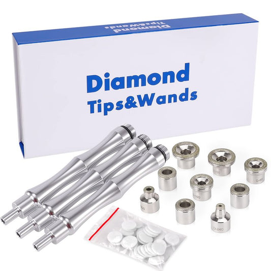 Microdermabrasion Tips Set - 9 Replacement Tips & 3 Wands | Machine Accessories with Cotton Filter