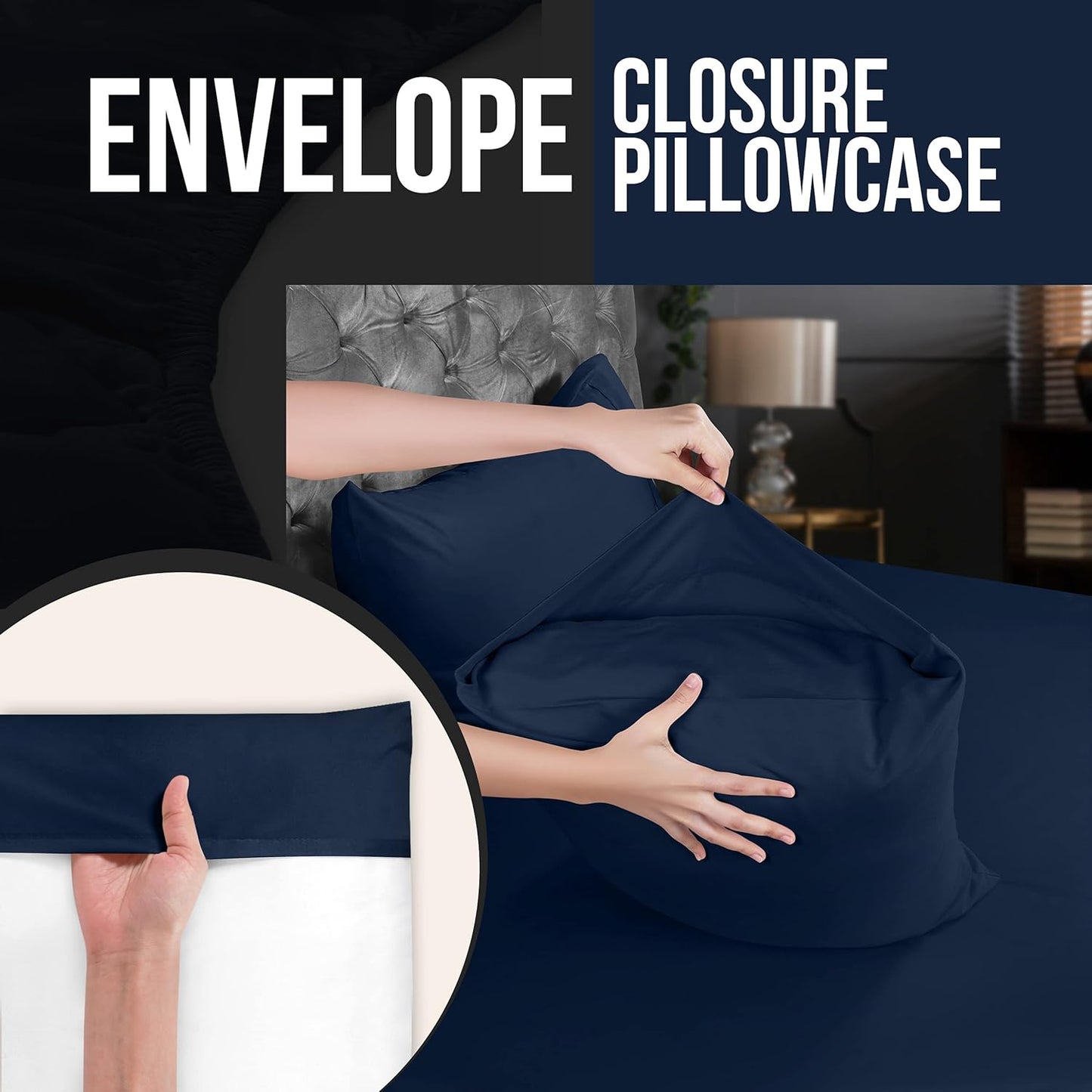 Utopia Bedding King Pillow Cases - Soft Brushed Microfiber - 4 Pack, Navy | 20 X 36 Inches
