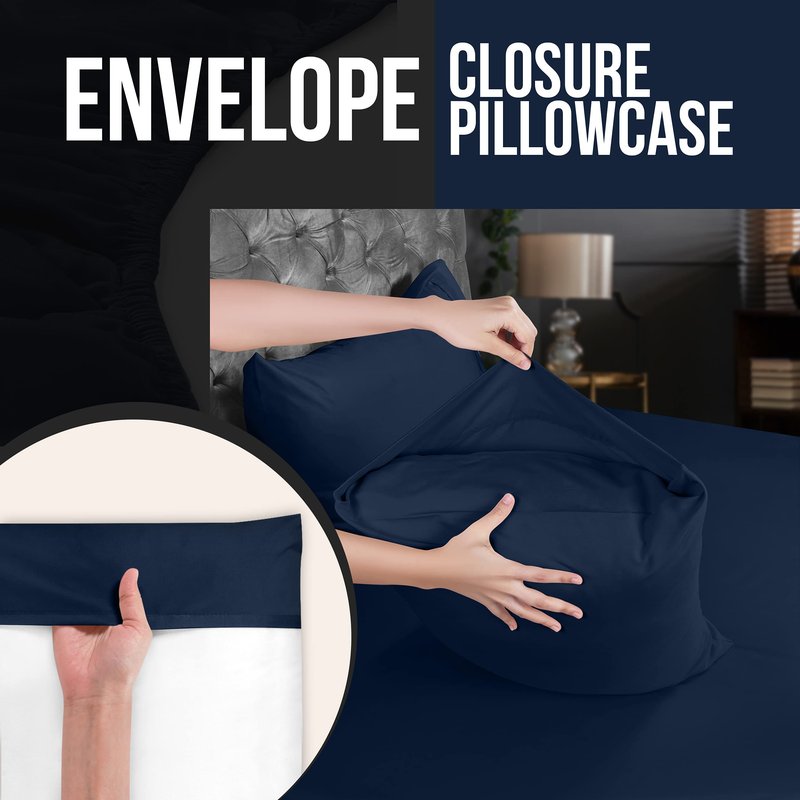Utopia Bedding Standard Pillow Cases - 12 Pack - Envelope Closure - Soft Brushed Microfiber Fabric - Shrinkage and Fade Resistant Pillow Covers Standard Size 20 X 26 Inches (Standard, Navy)
