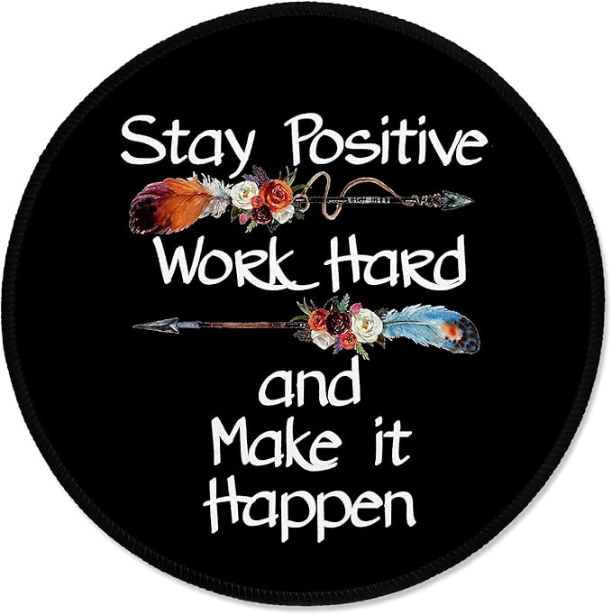 ITNRSIIET Round Mouse Pad with Stitched Edge Premium-Textured Waterproof Non-Slip Rubber Base Desktop Protection Mat Diameter 8.7 inches, Inspirational Quote Black