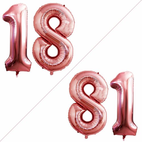 GOER 18-Inch Jumbo Foil Balloons - Sweet 18 Birthday Party Decorations | Rose Gold Color