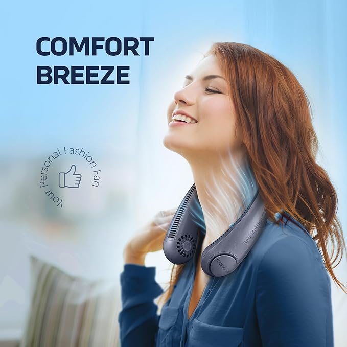 NEXAIR Portable Neck Fan Hands Free Cooling Bladeless Blue