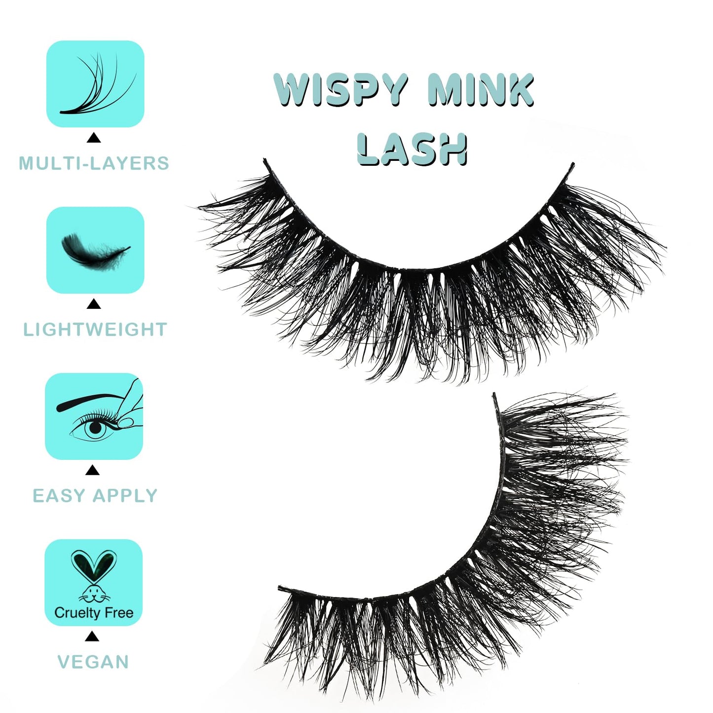 APCYUST Lashes Volume Mink Eyelashes 10 Pairs Natural Cateye Lash Strips Wispy Cat Eye Lashes Natural Look Short Thick Fluffy False Strip Eyelash Full Fake Lash Pack Black Pestañas Postizas for Women