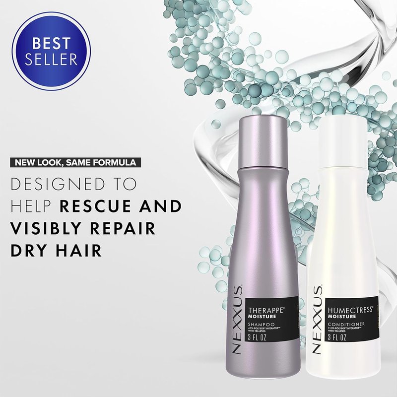 Nexxus Therappe Shampoo & Humectress Conditioner Set - Ultimate Moisture for Dry Hair | Travel Size, 3 Oz Each