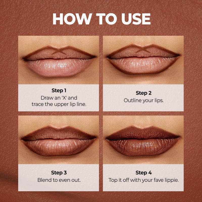 Laka Lip Liner - Smooth & Blendable Soft Matte Lip Contour Pencil for Shaping & Overlining Lips | Waterproof Formula, Oil-Cleanse Off, Long-Lasting Wear | #08 Burnt Brown, 0.02oz