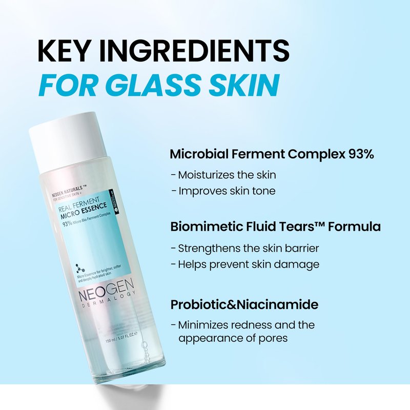 NEOGEN Dermalogy Real Ferment Micro Essence - 93% Fermented First Essence Toner with Bifida & Sake Rice for a Dewy, Glass-Skin Glow, Hydrating Korean Skincare, Korean Skin Care 5.07 oz (150ml)
