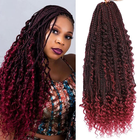 Goddess Curly Ends 22-Inch Bohomian Crochet Braids - 144 Strands Synthetic Hair Extensions | TBUG Color