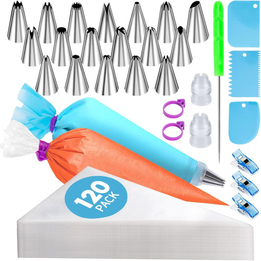 Skiennix 130 Pcs Cake Decorating Set - Piping Bags, Tips, and Accessories for Perfect Cakes