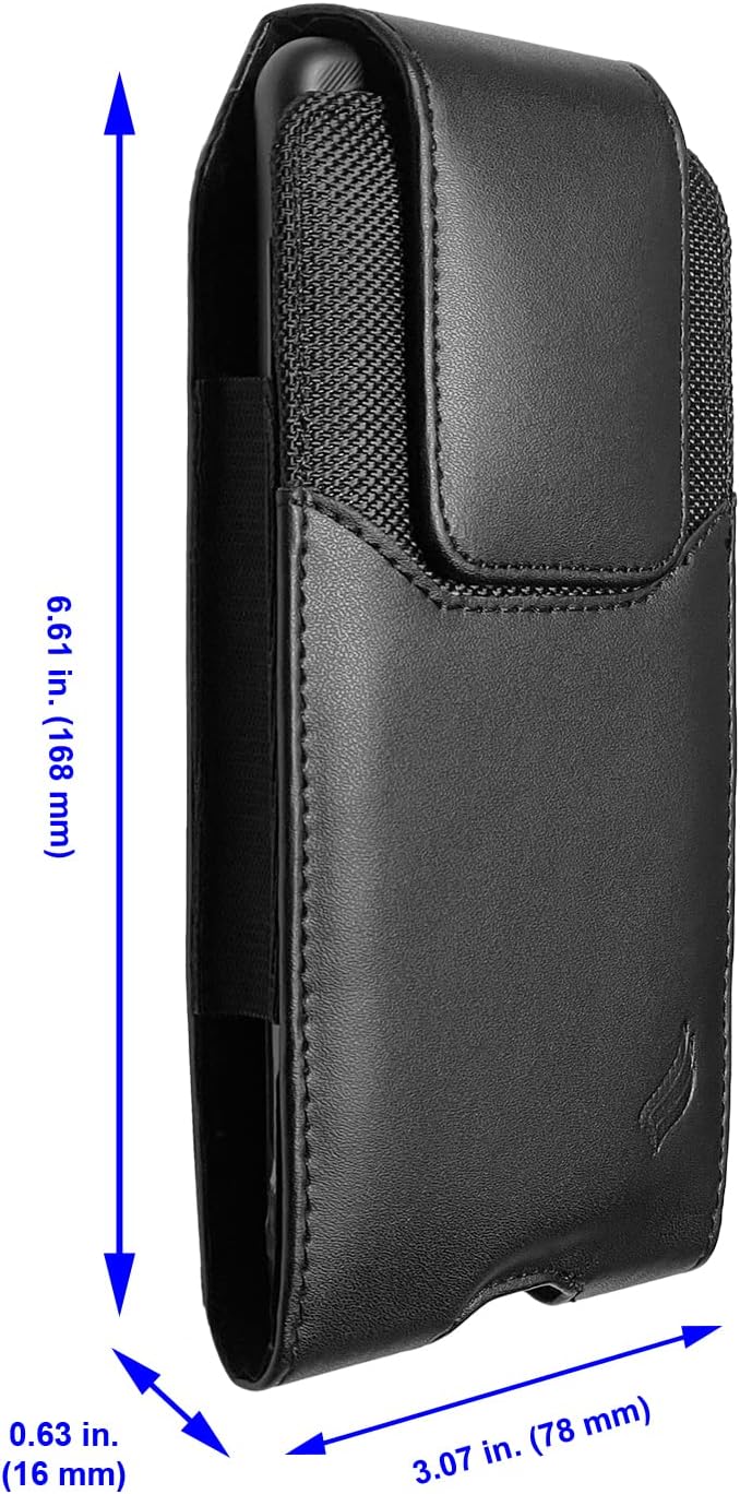 CELZEN Leather Cell Phone Holster for Boost Celero 5G, Motorola Moto G 5G, Moto G Power 2021/2022/2023/2024, TCL 30 40 50 60 XE, XL, Vertical Case Waist Carrying Pouch with Belt Clip/Loops, Black