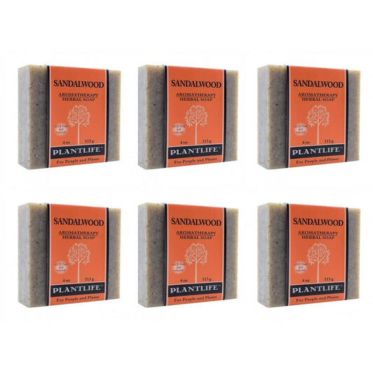 Plantlife Sandalwood 6-Pack Bar Soap - Moisturizing and Soothing Soap for Your Skin - Hand Crafted Using Plant-Based Ingredients - Made in California 4oz Bar