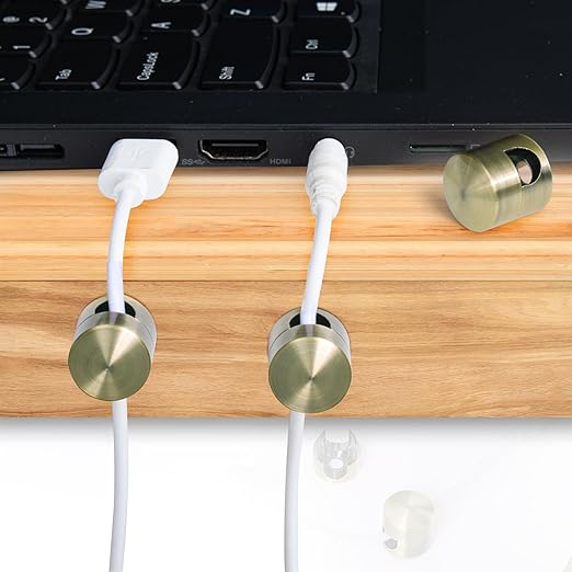 SmallCat 1 Set Charger Holders for Cords, Antique Copper Color Adjustable Cable Anchor Holders, Adhesive Metal Cord Clips, Cable Management Wire Organizers for Desk, Office, Nightstand