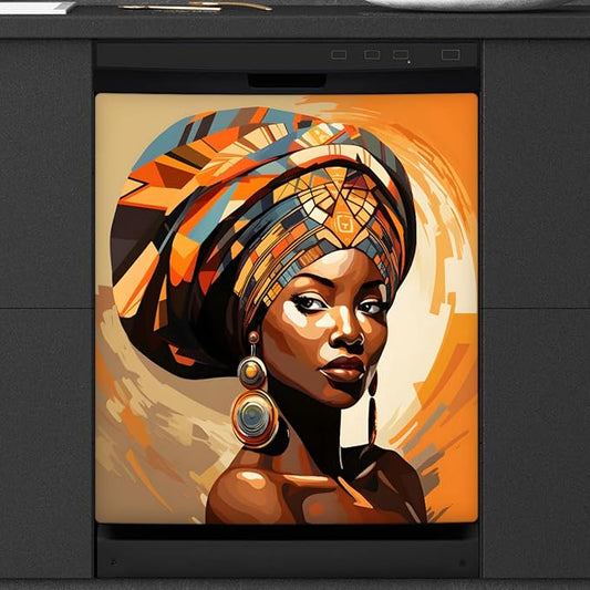 African Girls Dishwasher Magnet Cover Decorative Refrigerator Covers Magnetic Reusable Dishwasher Door Cover Kitchen Appliance Sticker Cover 23x26Inch