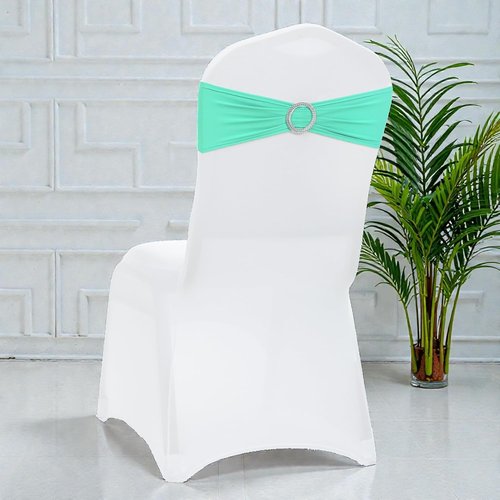 MDS Spandex Chair Sashes - Universal Fit Elastic Stretch Bows with Buckle Slider | Sea Green - Pack of 250