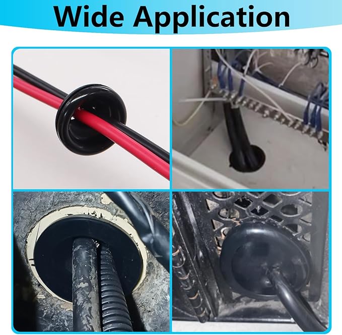 Hmknana Rubber Grommet Kit Closed Firewall Grommet 7 Sizes 7/25" 3/8" 1/2" 5/8" 3/4" 7/8" 1" Rubber Hole Plug Rubber Grommets for Wiring (188Pcs)