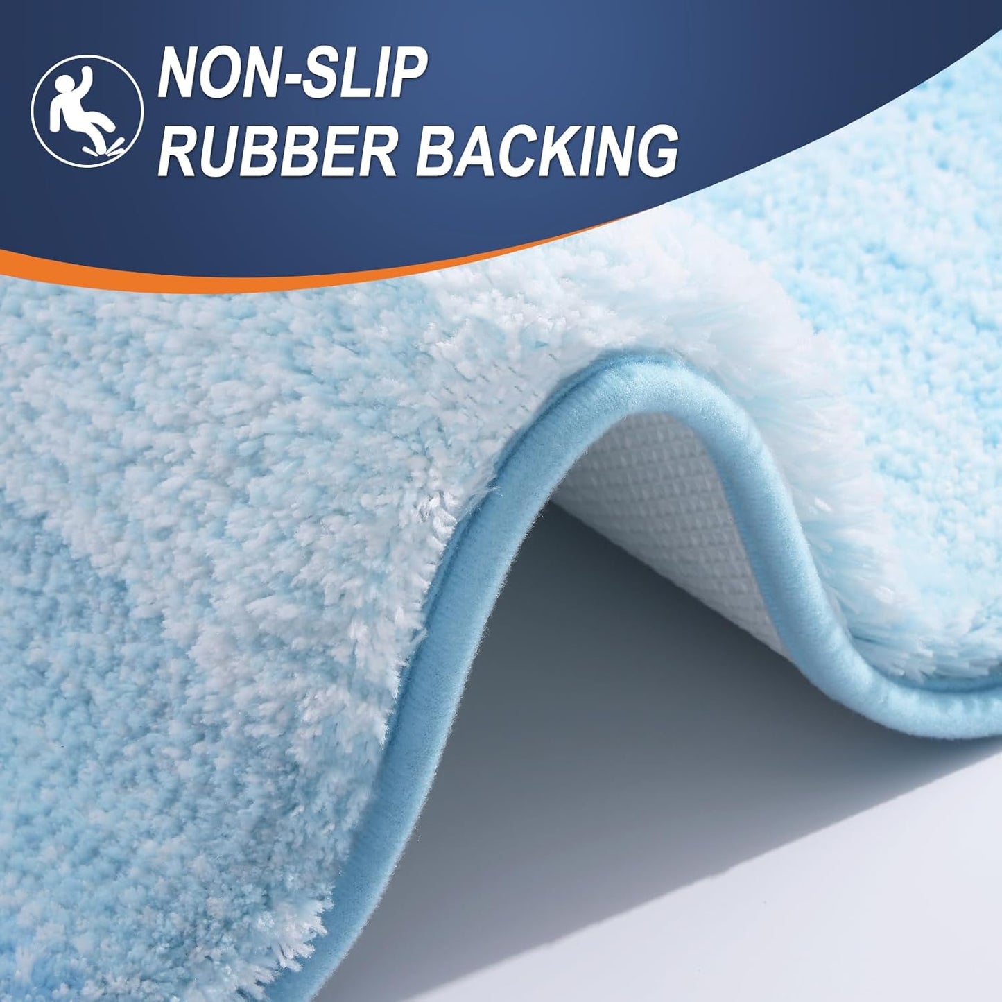 OLANLY Large Bath Rugs - Extra Soft Microfiber Mat 44x32 | Quick Dry & Machine Washable, Sky Blue