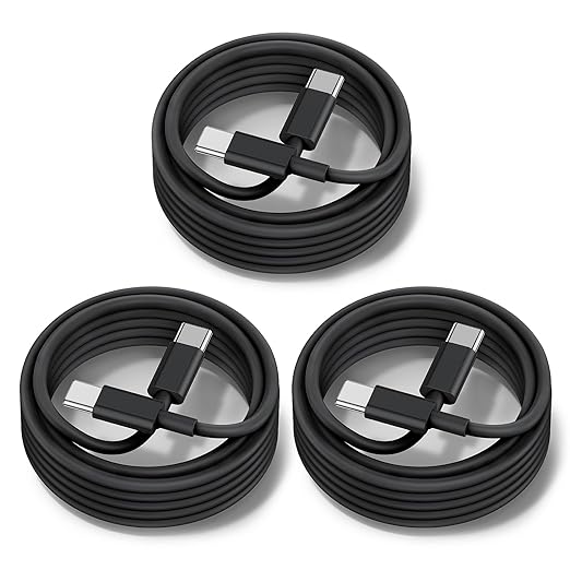 chcela 60W USB C to C Cable [3Pack] iPhone 17 16 15 Fast Charging Cable,10ft Long USB-C to USBC Power Cord for iPhone 17/16/15 Pro Plus Pro Max, MacBook Pro Air/IPad/iPad Pro 12.9/11,AirPods 4(Black)