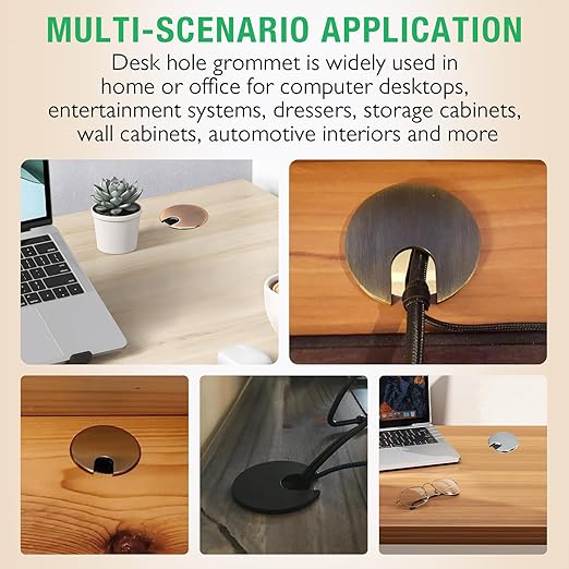 EASYEAH 2 Pcs Desk Grommet 1-3/8" / 35 mm, Desk Cord Hole Cover, Cable Grommet Metal Zinc Alloy Materilal, Desk Hole Grommet for Home & Office Pc, Detachable Cable Cord Organizer-Bronze