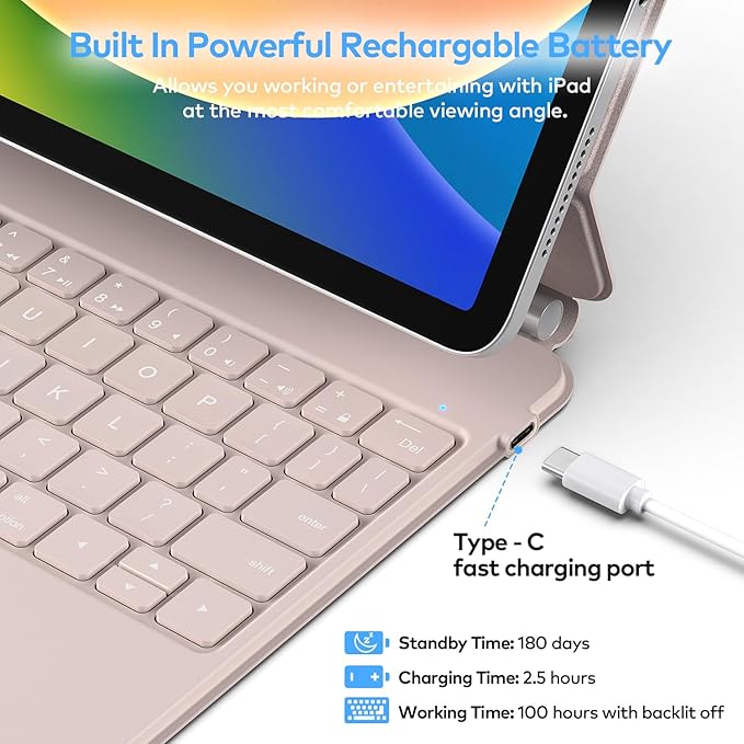 runelk Keyboard Case for iPad 10th Generation 2022 & 11th (A16, 2025) – Magic-Style Keyboard with Multi-Touch Trackpad – Floating Cantilever Stand – Magnetic Case for iPad 10.9 inch 10th / 11th Gen.