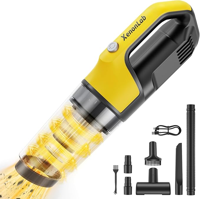 XenonLab Handheld Vacuum Cordless 1.1 Pounds Car Vac 10000PA Hand Held Vacuums 4-in-1 Hand Vac Cordless Rechargeable HEPA Filter Large Capacity Dust Cup for Car Office Home Pets Hair (Buttercream)