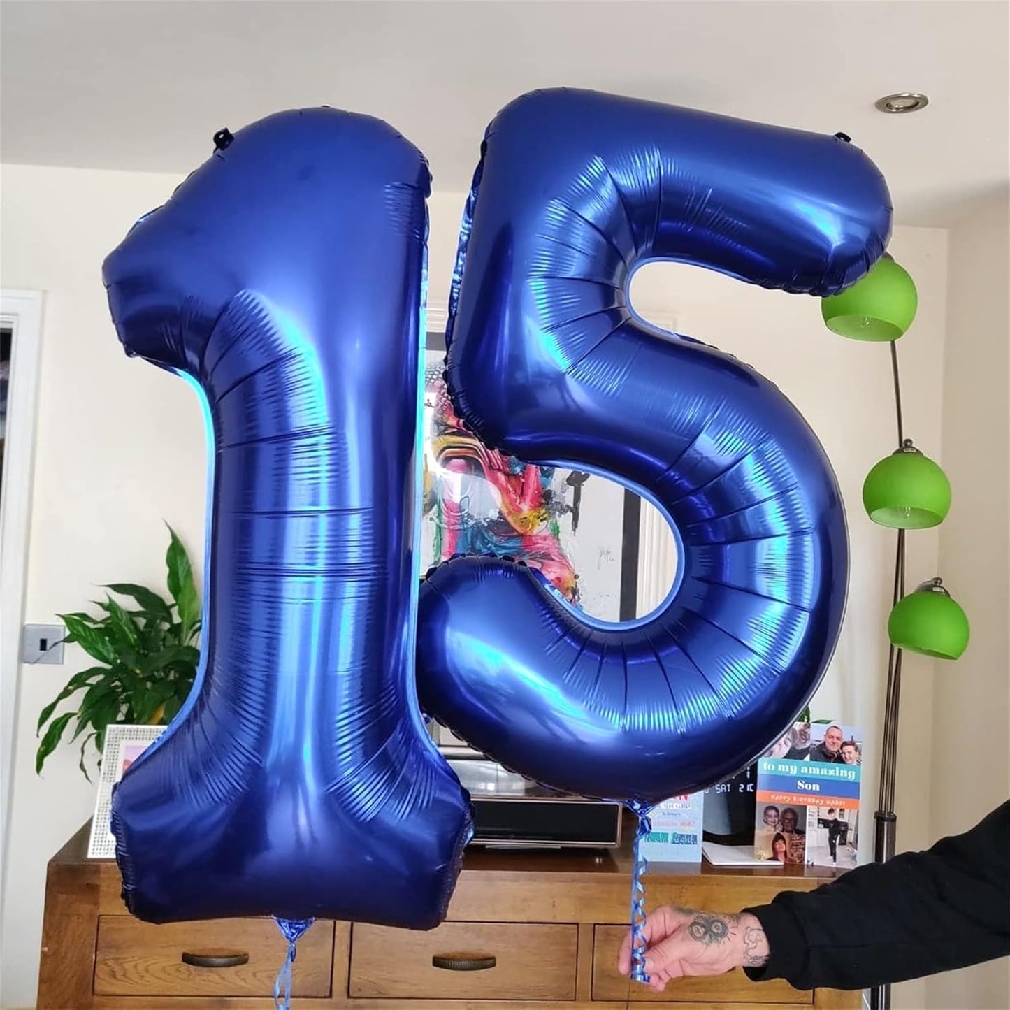 Skiennix Giant Helium Foil Number 5 Balloon - Navy Blue 40" Self-Inflating Birthday Decoration