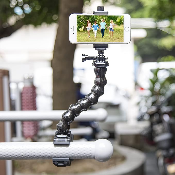 Suptig Phone Holder Desk Gooseneck Mount, Cell Phone Clamp Clip for Pole, Mount Stand, Compatible for iPhone 17 iPhone 16 Plus 15 Pro 14 Plus Xs Max XR X 8 7 6 6s Plus and Other 4-7'' Device