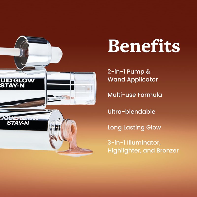 Sacheu Liquid Glow STAY-N Liquid Highlighter & Illuminator Makeup — 30ml Long Lasting Luminous Glow Lightweight Dewy Finish, Glow Getter