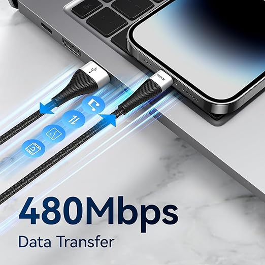 Extra Long iPhone Charger Cord 15FT 2Pack, Apple MFi Certified USB A to Lightning Cable Braided Fast Charging Cord Compatible with iPhone 14/13/12/11 Pro Max/X/XS Max/SE/XR/8 Plus/7/6/5, iPad - Black