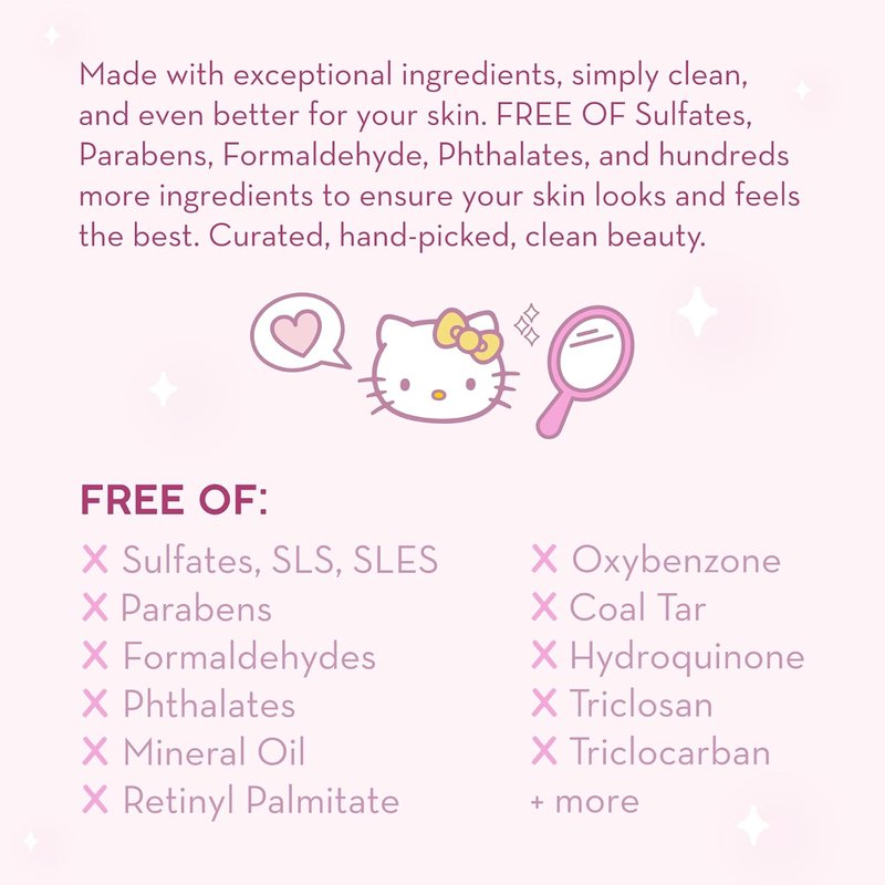 Hello Kitty Pink Water Crème - Hydrating Klean Beauty Moisturizer | 250ml (6.5 Fl Oz)