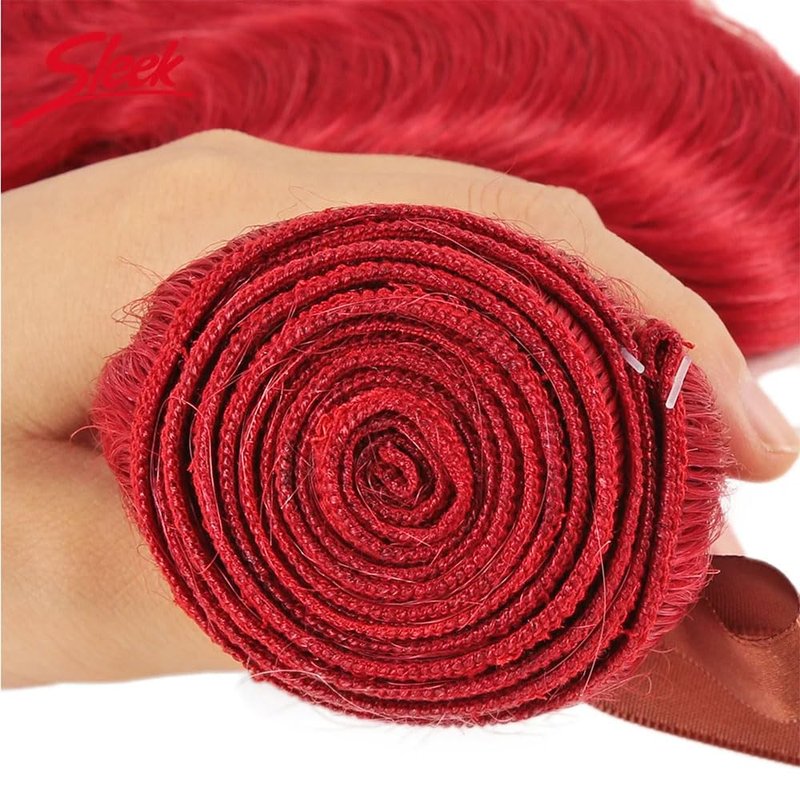 Red Body Wave Human Hair Extensions - 16, 18, 20 Inch Bundles | Unprocessed Brazilian Virgin Hair, 50g Each