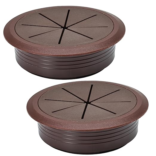 EASYEAH 2 Pcs Desk Grommet 3-1/8" / 80 mm, Desk Hole Cover for Cables Coffee, Cable Grommet ABS Plastic, Desk Hole Grommet for Home & Office Pc, Detachable Cable Cord Organizer
