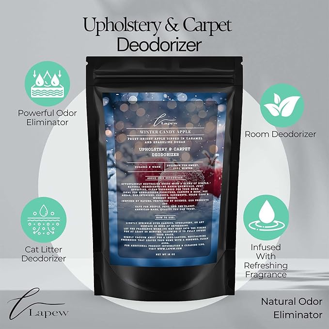Lapew Winter Candy Apple Bundle – Carpet Deodorizer Powder & Scented Mop Soap Set – Odor Eliminator for Pet-Friendly Homes