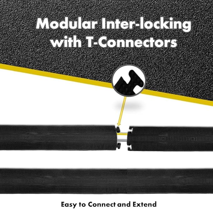 Kable Kontrol Drop Over Floor Cord Cover – 60” Inch Long 1 Channel Cable or Wire Protector – 270 Pcs Bulk Pack - Rubber Ramp for Indoor and Outdoor Use – Gray