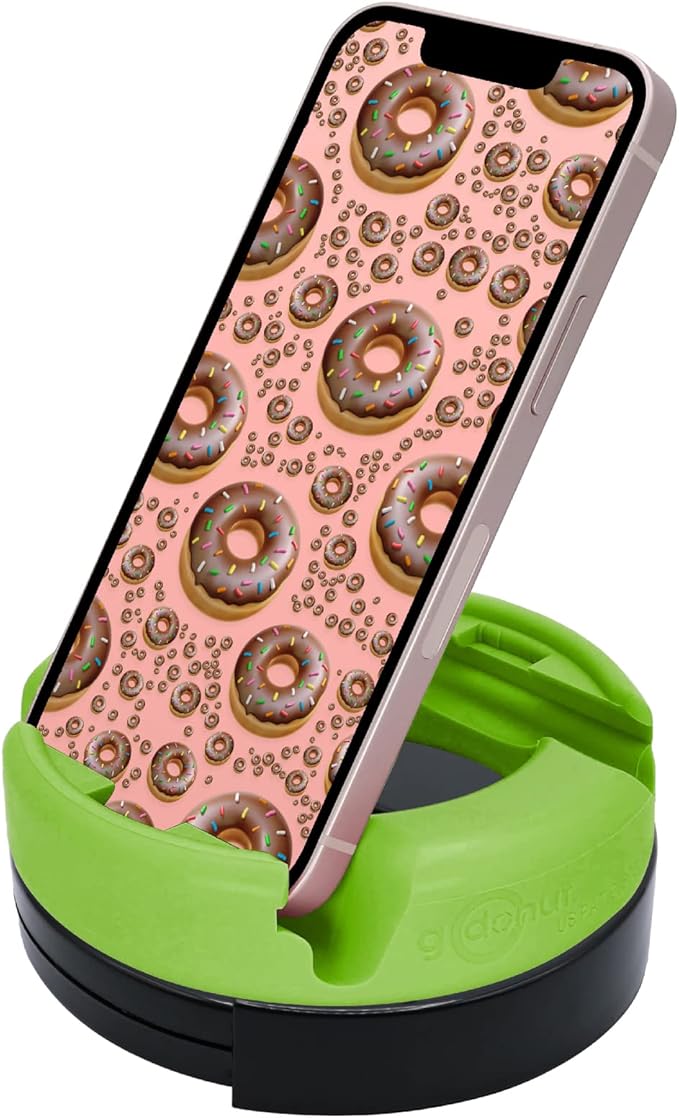 GoDonut 360 Swivel – Smartphone and Tablet Stand and Desk Organizer with 360 Degrees Device Rotation - Compact and Portable for Travel, Office and Home - Made in USA (Lime Green)