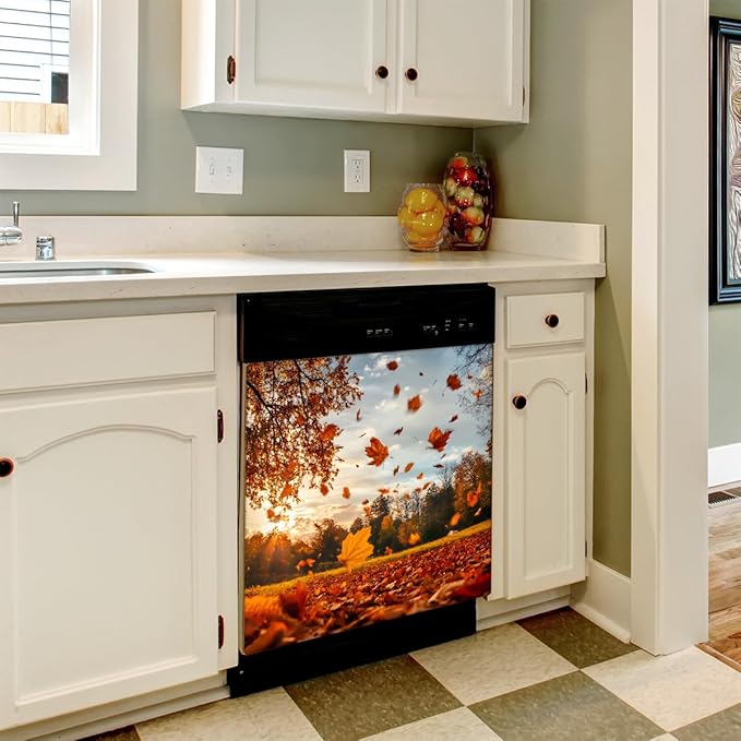 Autumn Golden Maple Dishwasher Magnet Cover for The Front Magnetic Dishwasher Door Covers Dish Washer Sticker Wrap Home Decorative Appliances Panel Decal Kitchen Decor 23" x 26" (Magnetic)