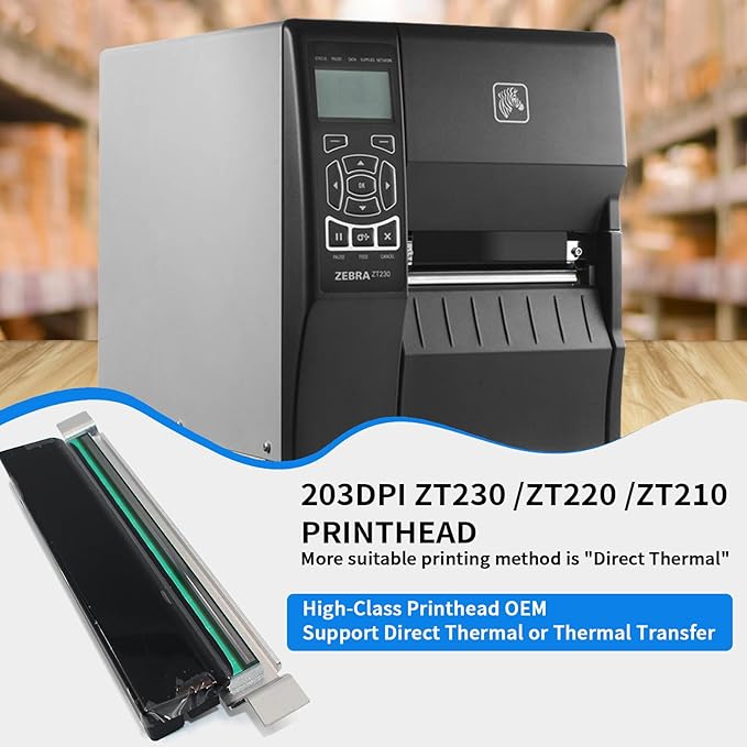 P1037974-010 New Printhead for Zebra ZT230 ZT220 ZT210 Thermal Barcode Printer OEM Replacement 203dpi