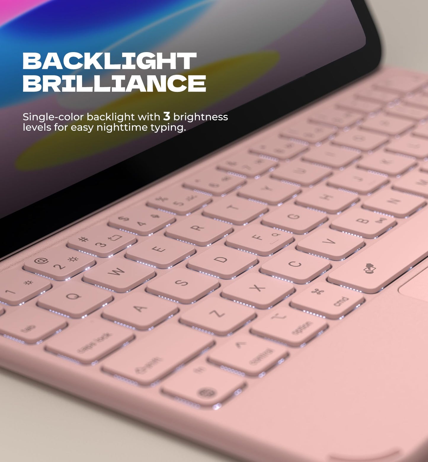 Dexnor for iPad (A16) 11th/10th Generation Case with Keyboard Ultra-Thin Magnetic Folio Keyboard Case Trackpad Pencil Holder Backlit Rechargeable for iPad A16 11" 2025/10th Gen 10.9" 2022, Pink