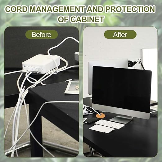 PATIKIL Desk Grommet 3-3/16", 4 Pcs Round Cable Grommet Cord Hole Cover with Adhesive Tape Flexible Table Wire Organizer for Office Home Table Countertop, Gray