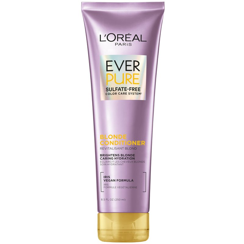 L'Oreal Paris Blonde Sulfate Free Conditioner for Color-Treated Hair, Neutralizes Brass + Balances, EverPure, 8.5 Fl Oz (Packaging May Vary)